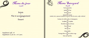 menu restaurant macot